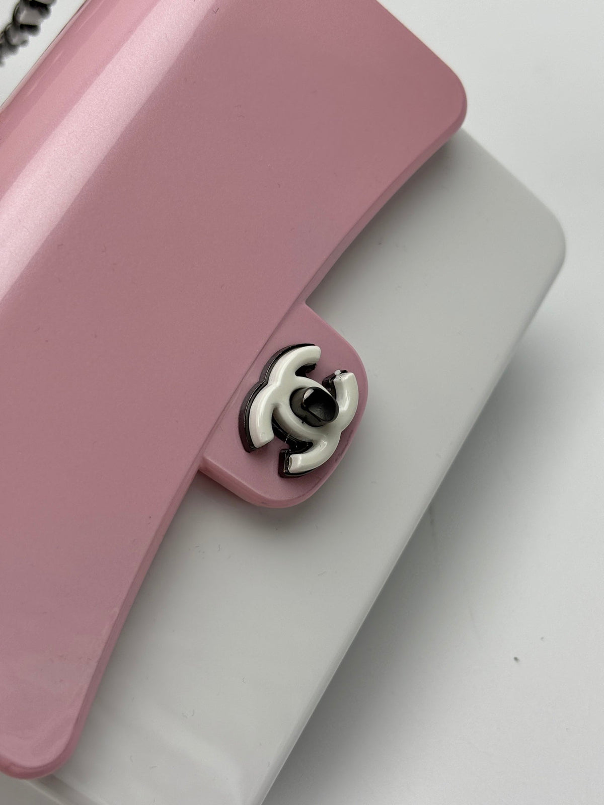 CC Evening Bag White Pink Acrylic