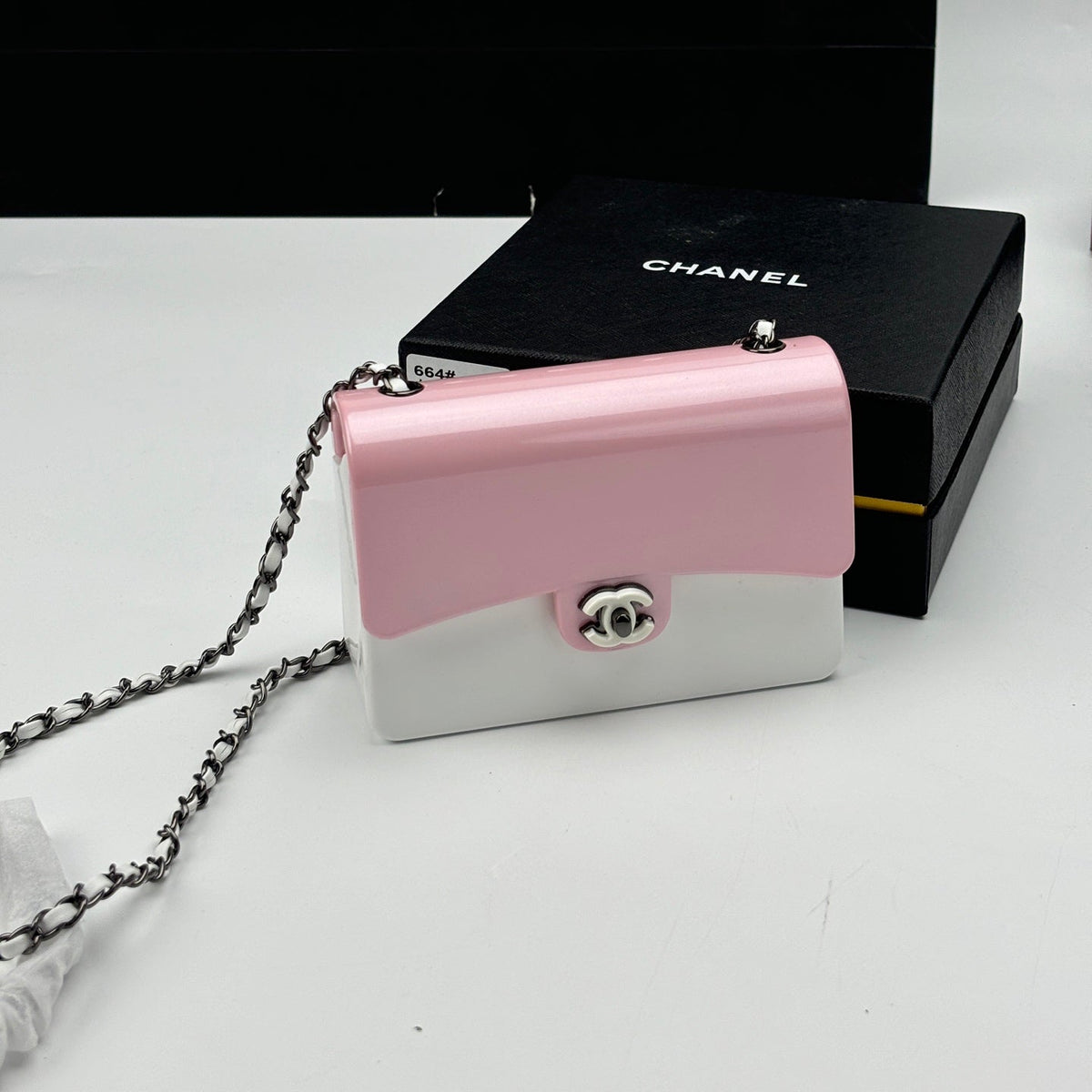 CC Evening Bag White Pink Acrylic