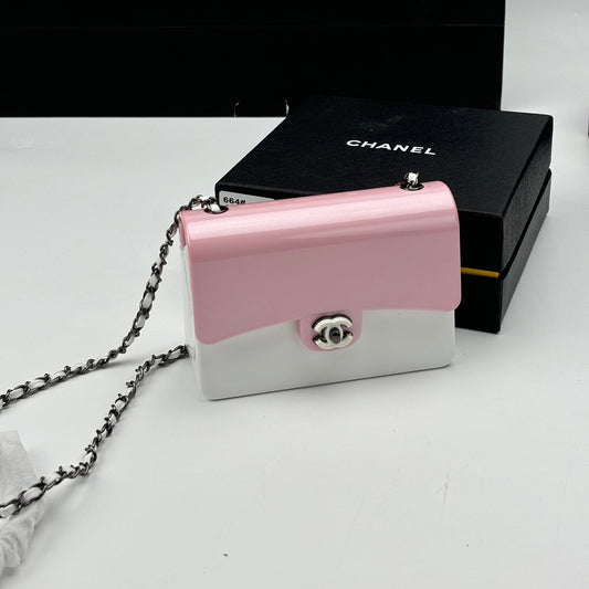 CC Evening Bag White Pink Acrylic