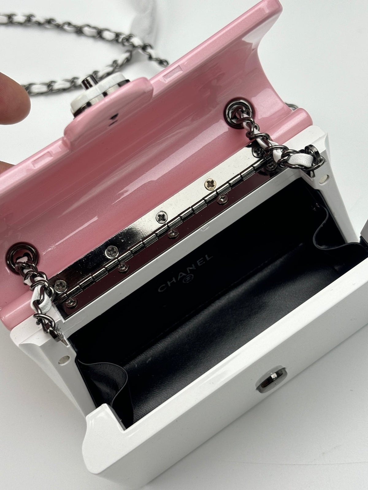 CC Evening Bag White Pink Acrylic