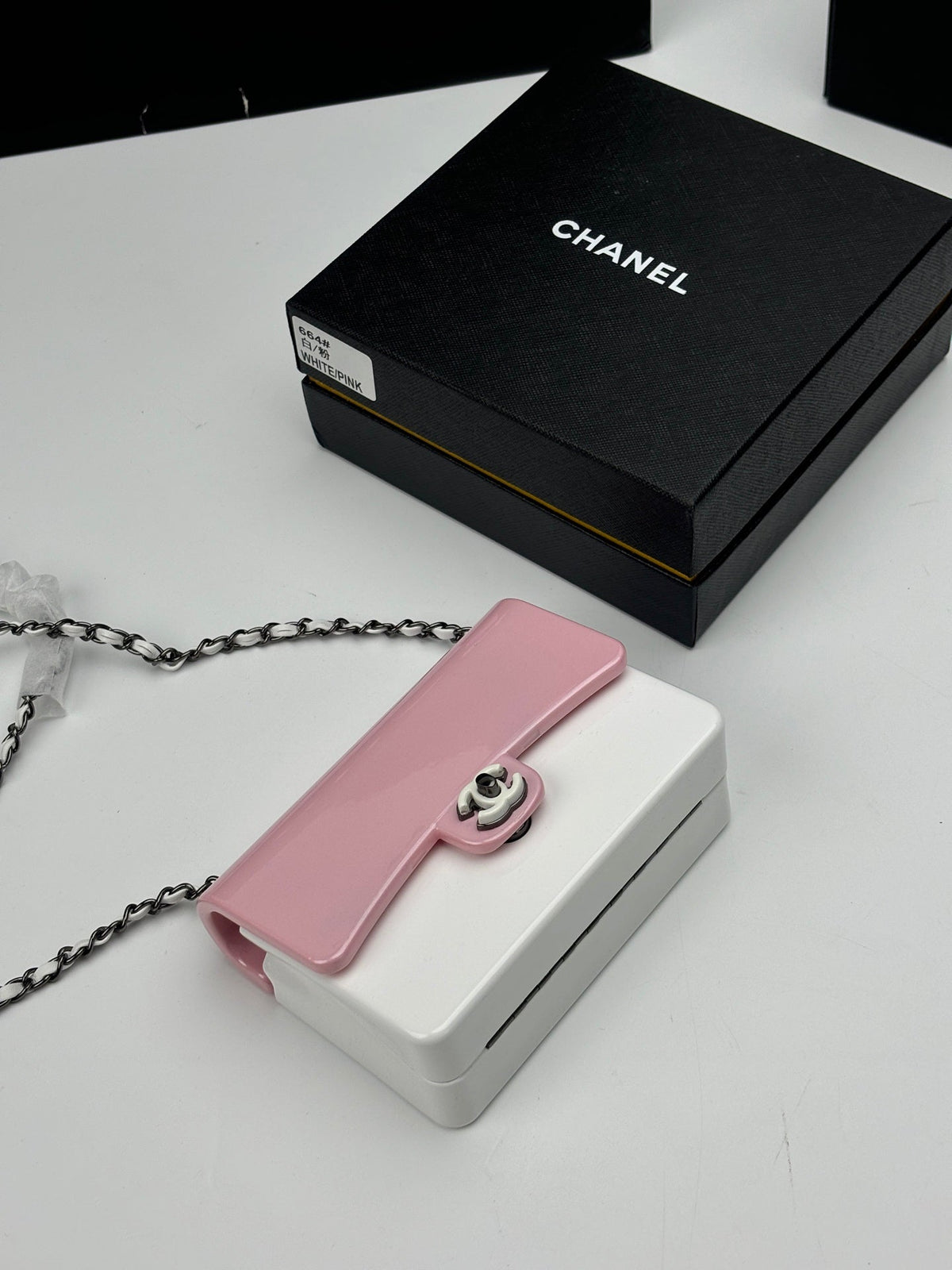 CC Evening Bag White Pink Acrylic