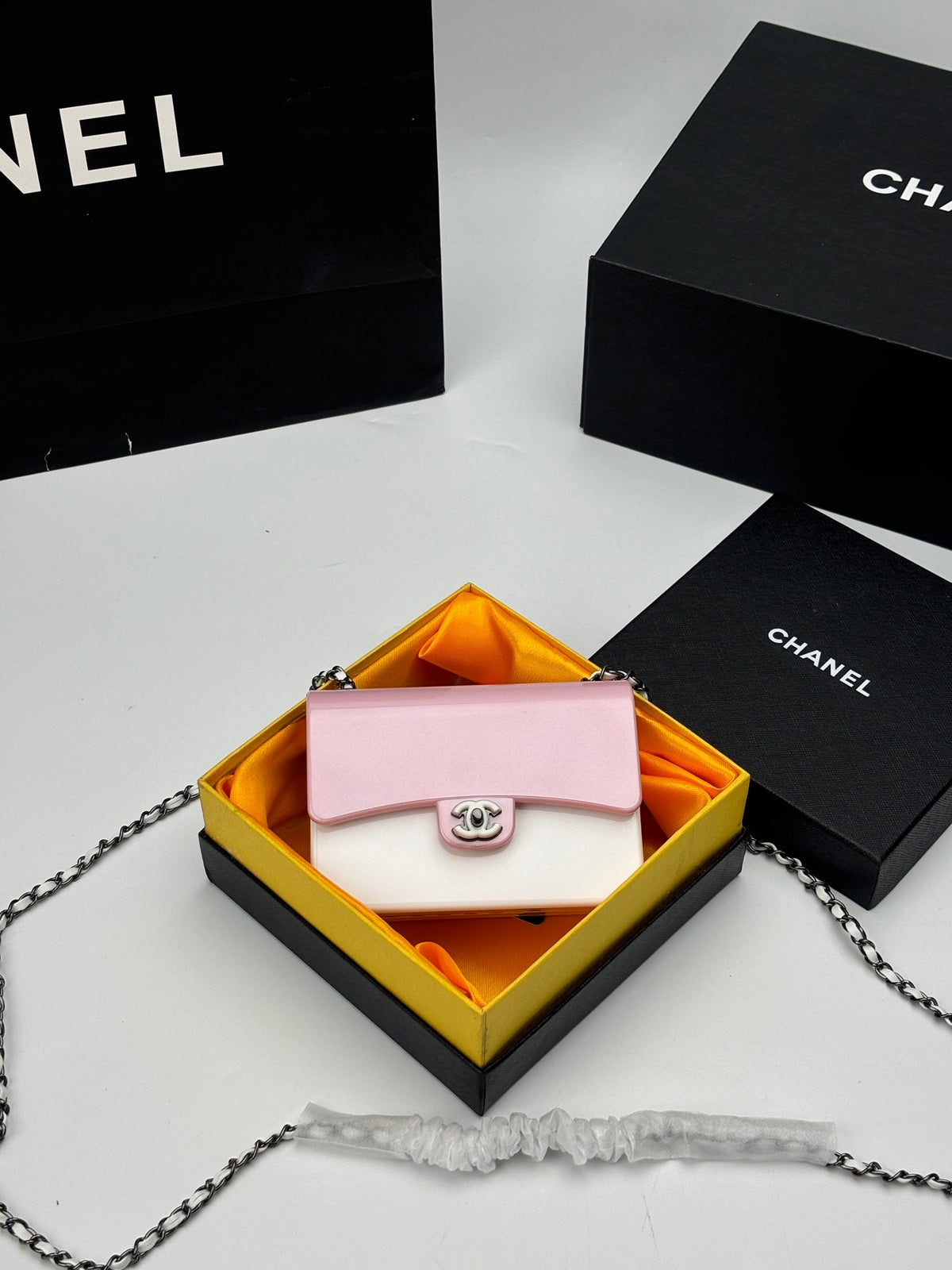 CC Evening Bag White Pink Acrylic