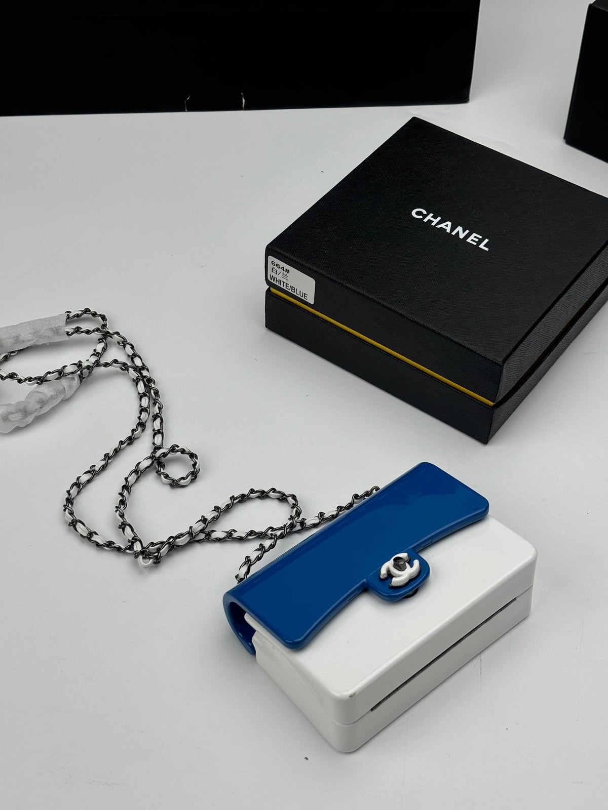 CC Evening Bag White Blue Acrylic