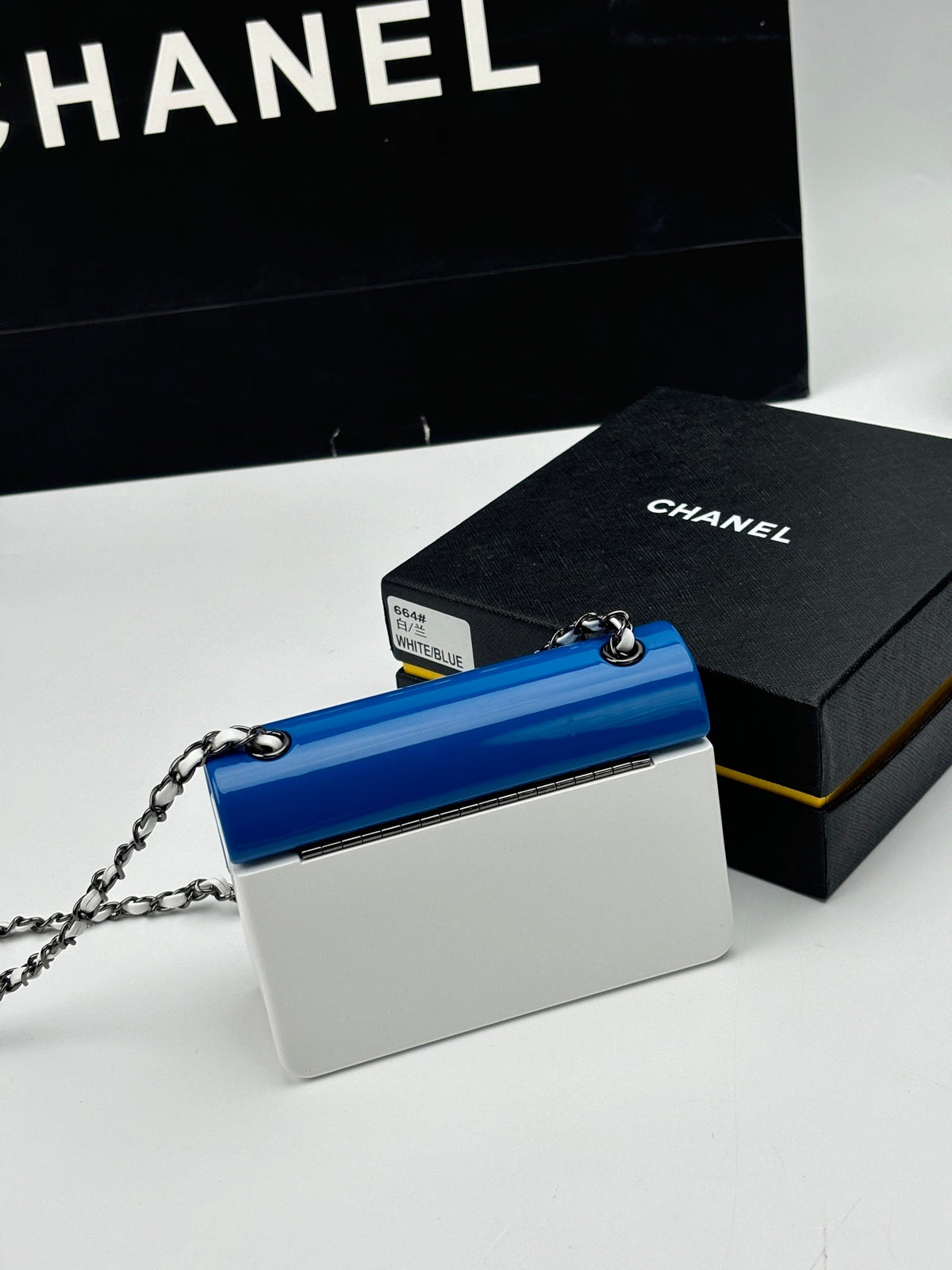 CC Evening Bag White Blue Acrylic