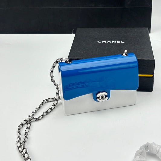 CC Evening Bag White Blue Acrylic