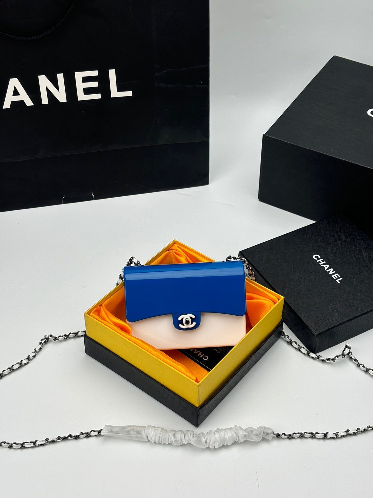 CC Evening Bag White Blue Acrylic