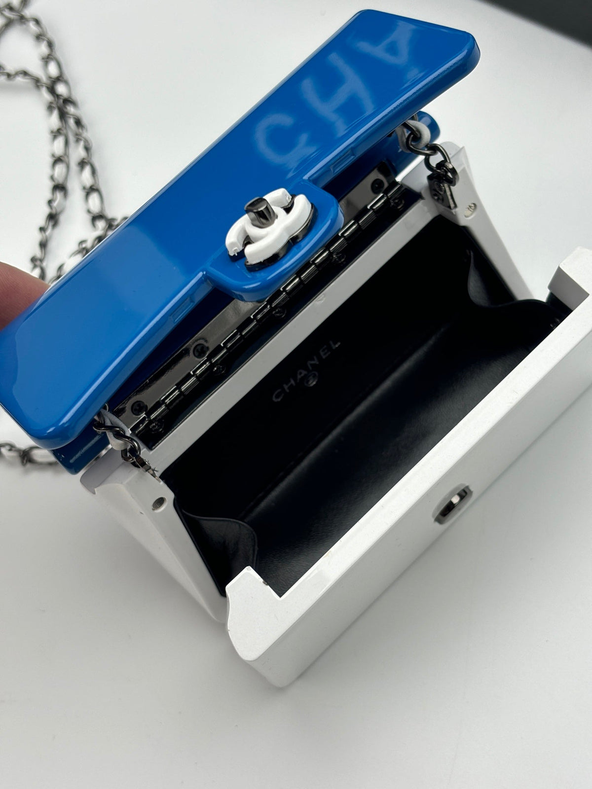 CC Evening Bag White Blue Acrylic
