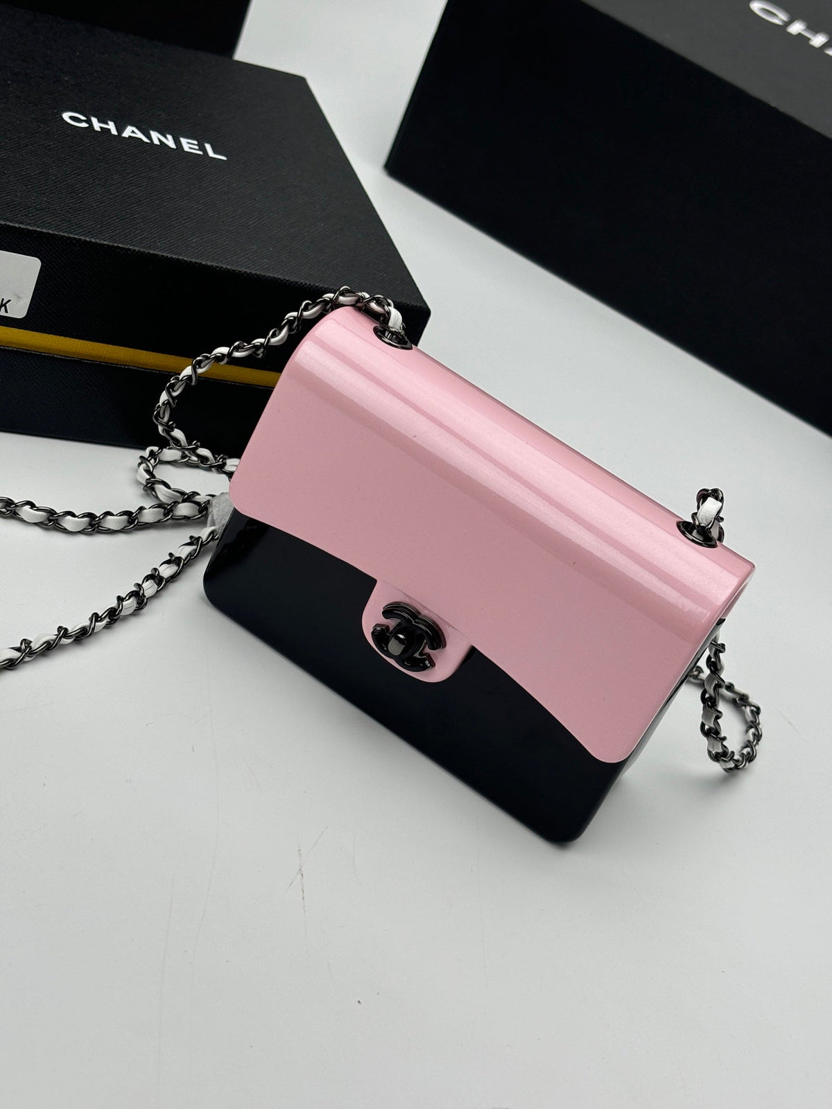 CC Evening Bag Pink Black Acrylic