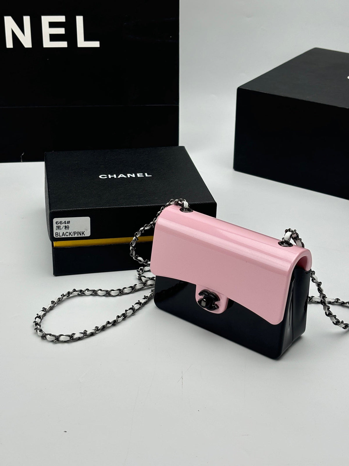 CC Evening Bag Pink Black Acrylic