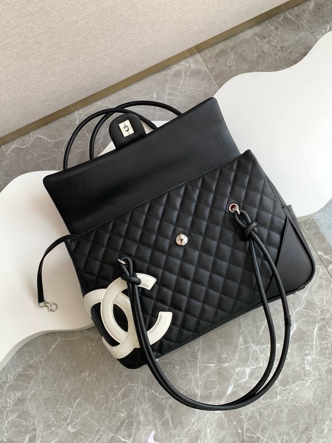 CC 2025 Cambon Bag 33cm Black White Lambskin 308110