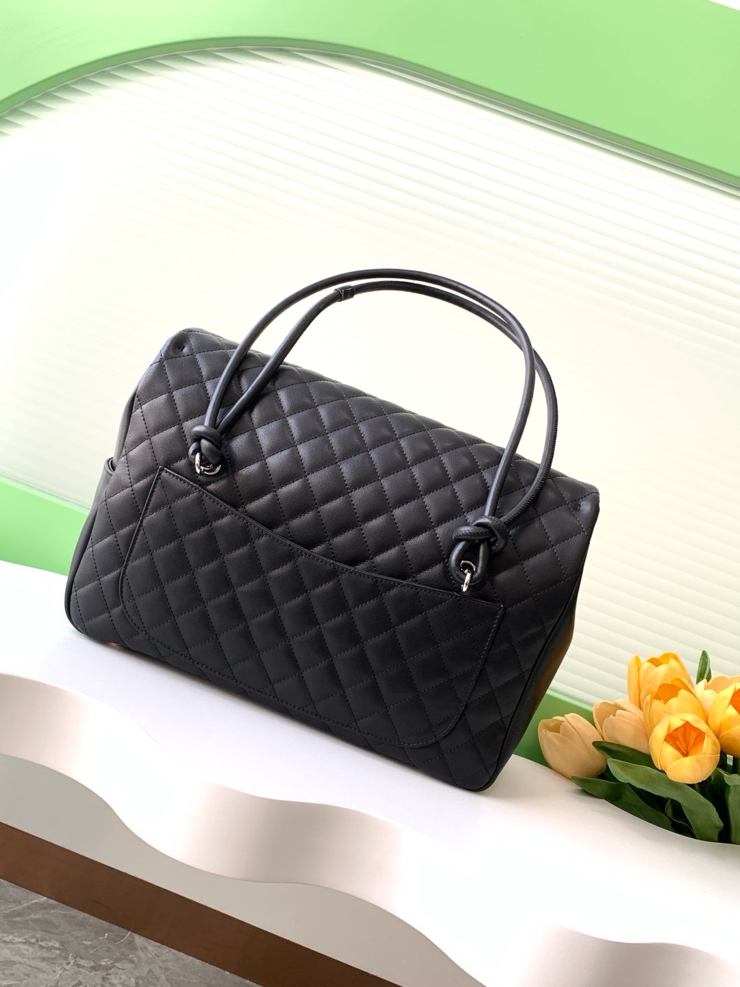 CC 2025 Cambon Bag 33cm Black White Lambskin 308110
