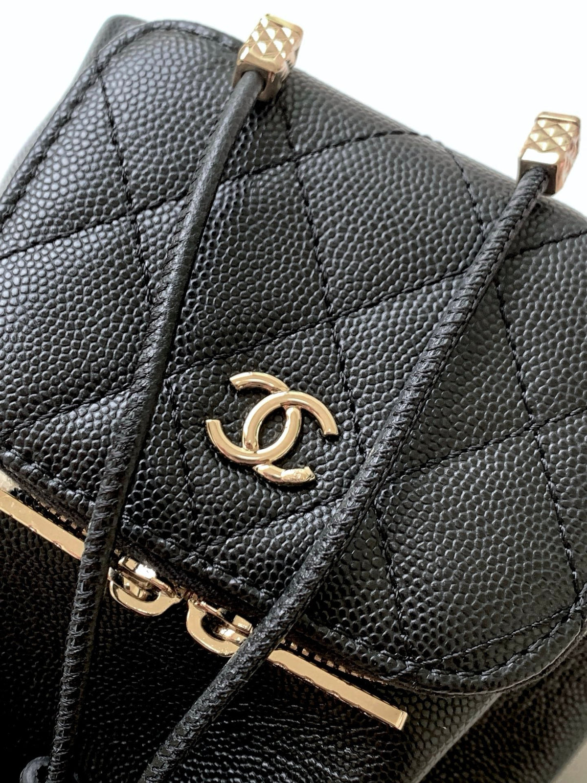 CC Mini Pocket Bucket Bag Black Caviar Leather Light GHW 269203
