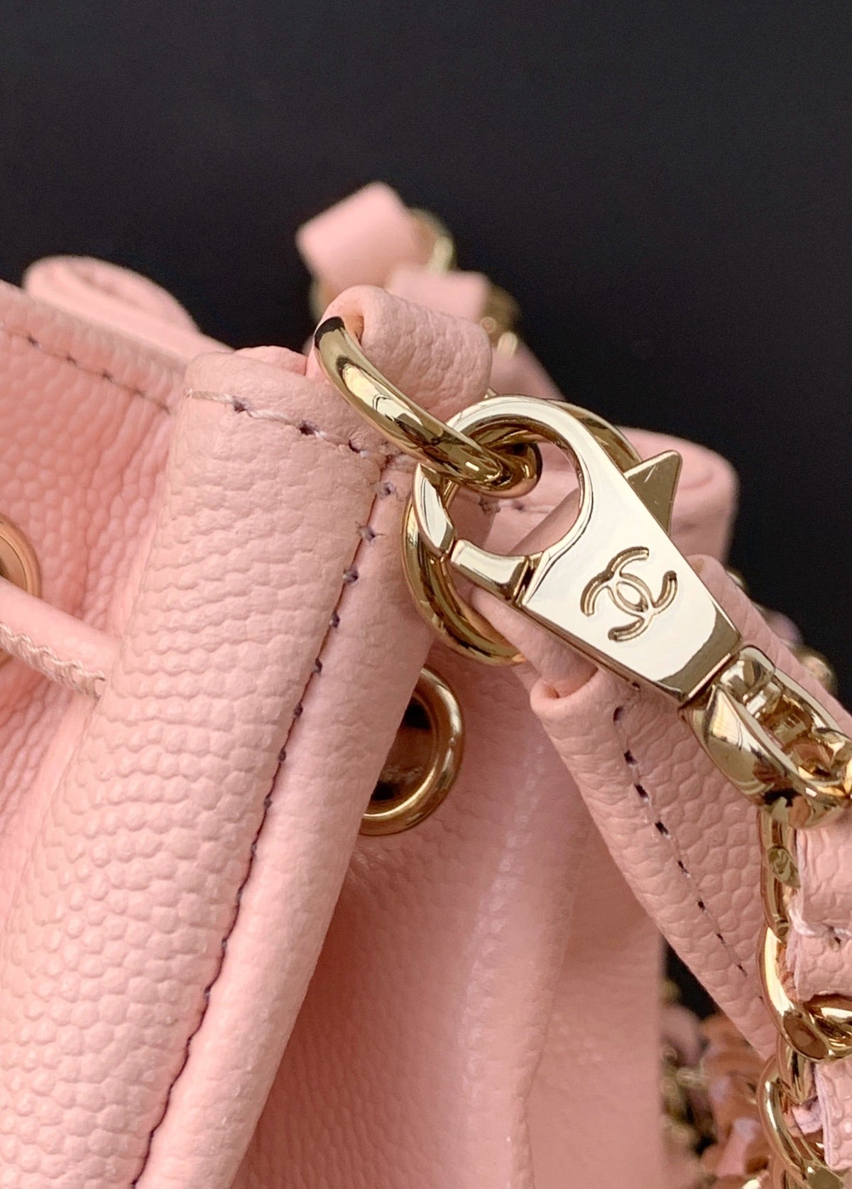 CC Mini Pocket Bucket Bag Light Pink Caviar Leather Light GHW 269202