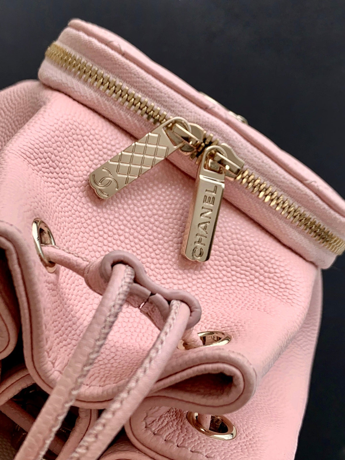 CC Mini Pocket Bucket Bag Light Pink Caviar Leather Light GHW 269202