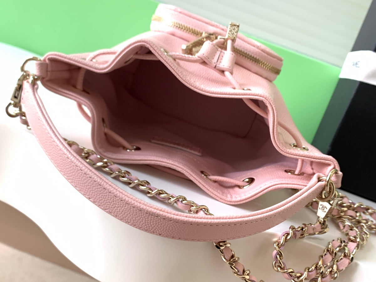 CC Mini Pocket Bucket Bag Light Pink Caviar Leather Light GHW 269202