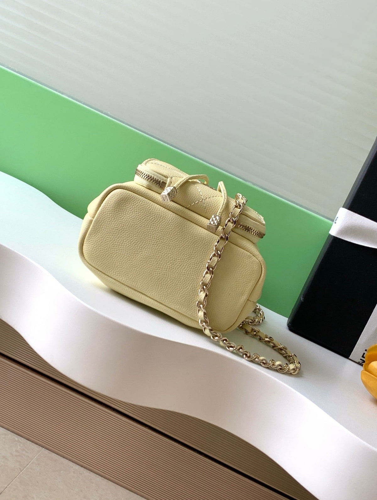 CC Mini Pocket Bucket Bag Light Yellow Caviar Leather Light GHW 269200