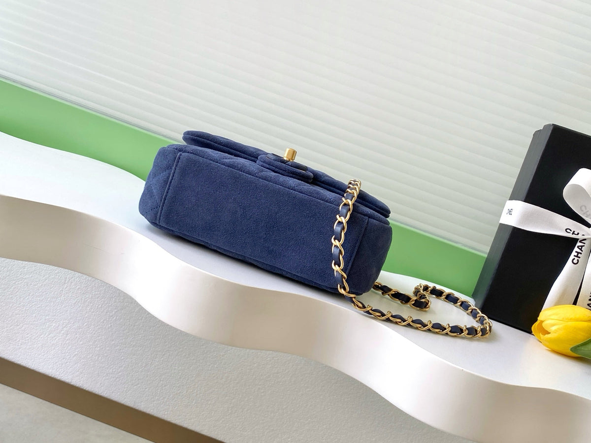 Chanel 2026 Flap Bag Blue Suede Leather