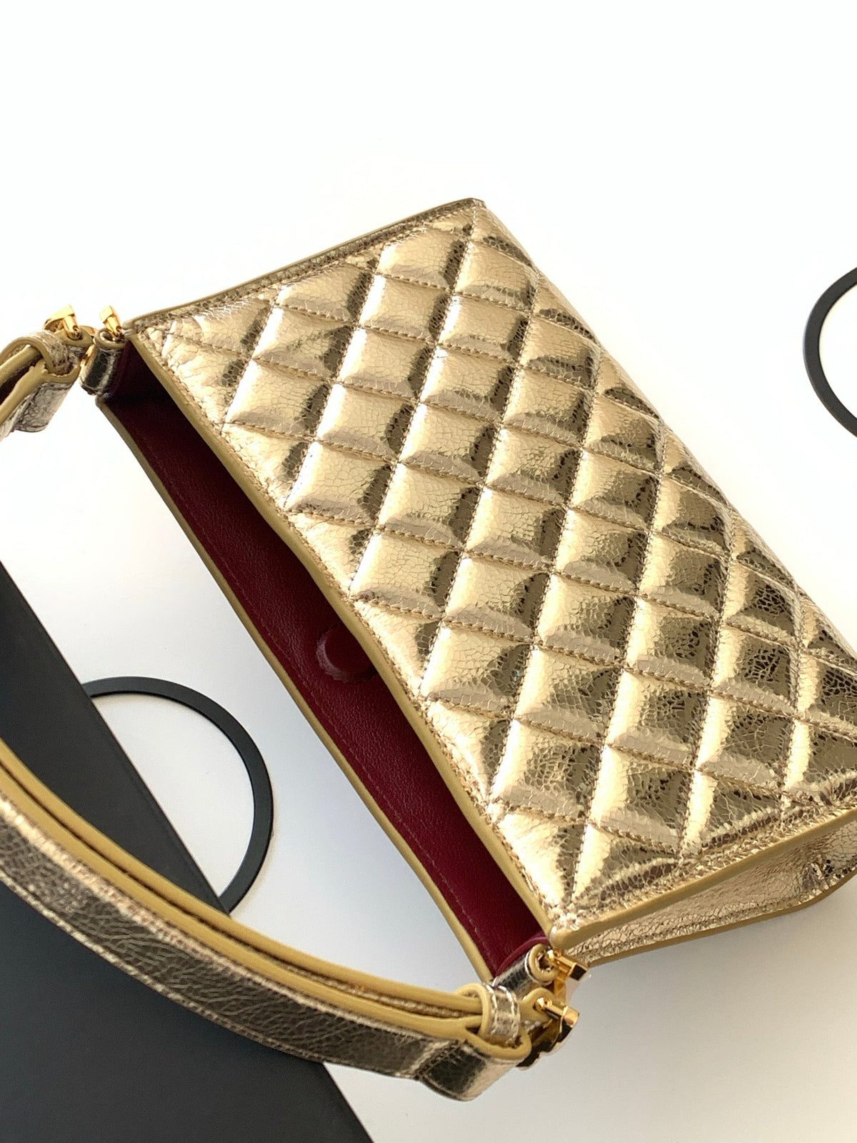 CC AS6045 Hobo Bag 22cm Metallic Gold Quilted Calfskin