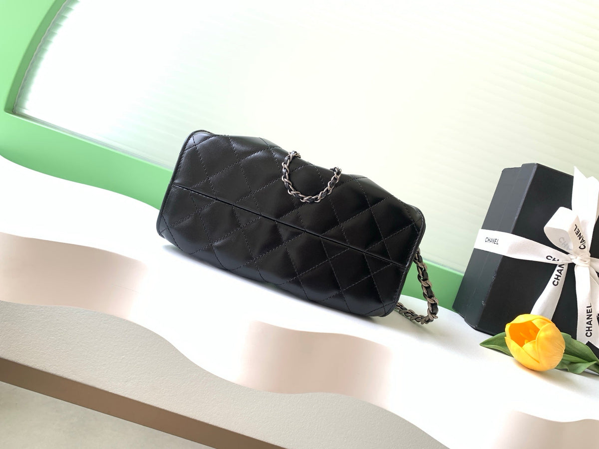 CC 25s Mini Hobo Bag Black Lambskin SHW 286368