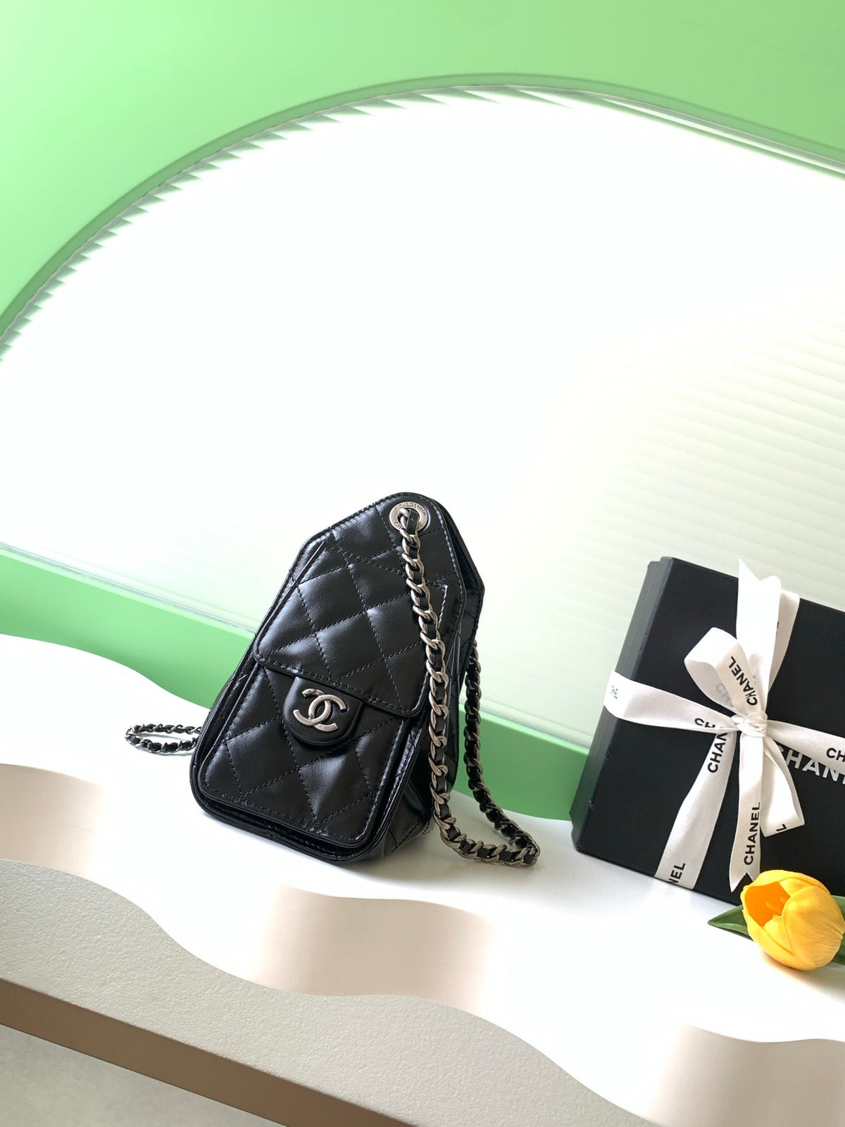 CC 25s Mini Hobo Bag Black Lambskin SHW 286368