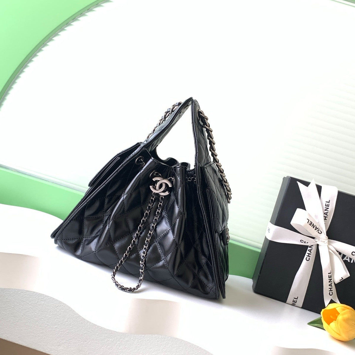 CC 25s Hobo Bag Black Lambskin SHW 286366