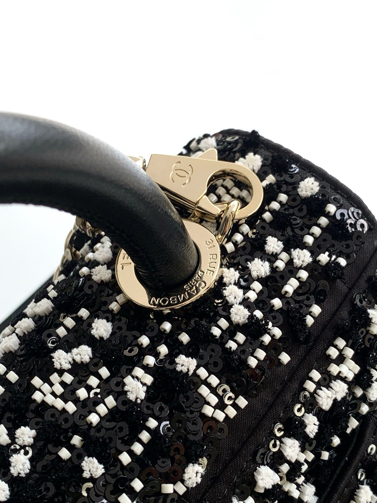 CC AS2215 Mini Flap Bag with Top Handle Black Tweed