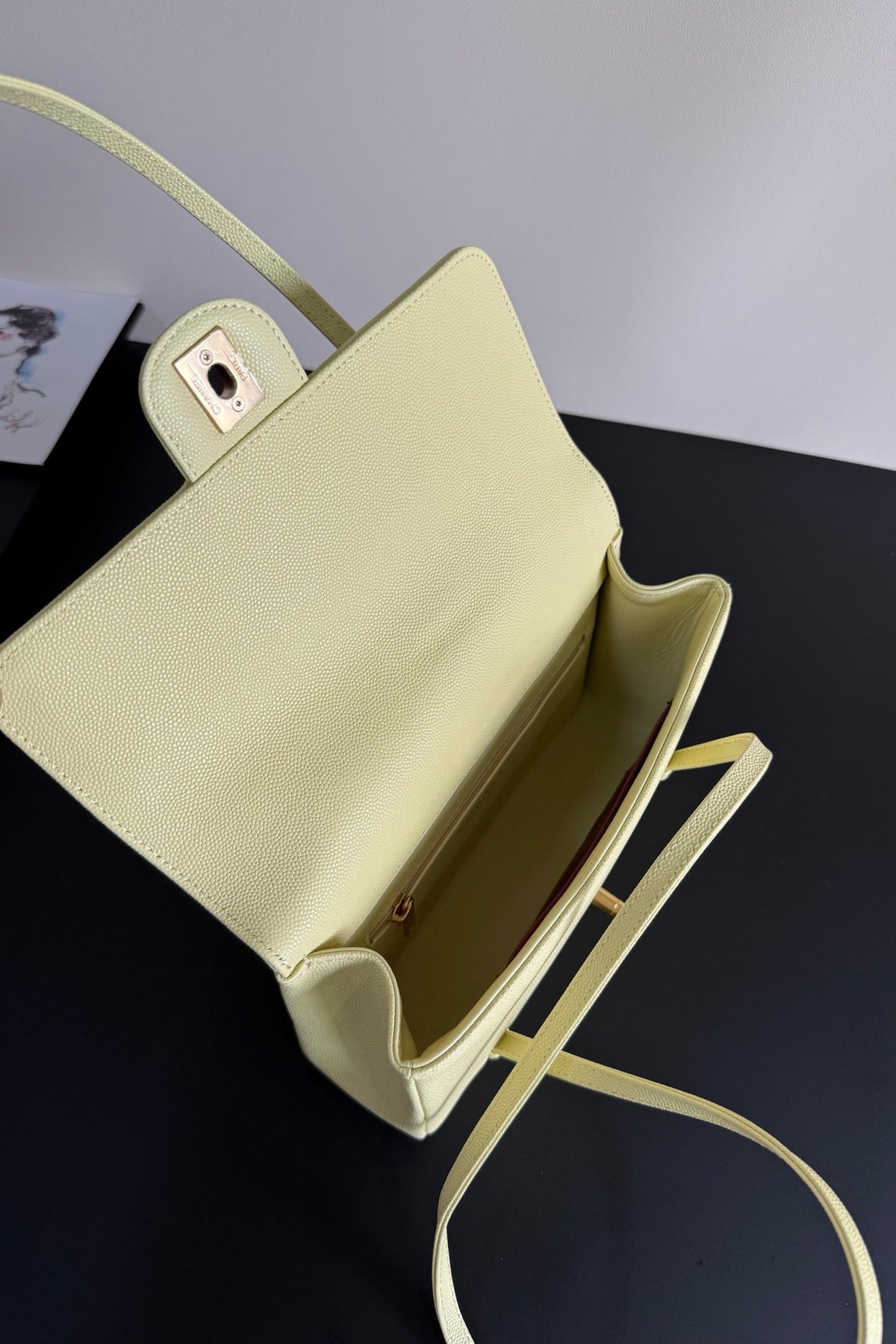 Chanel 26 Shoulder Bag 22 Light Yellow Caviar Leather