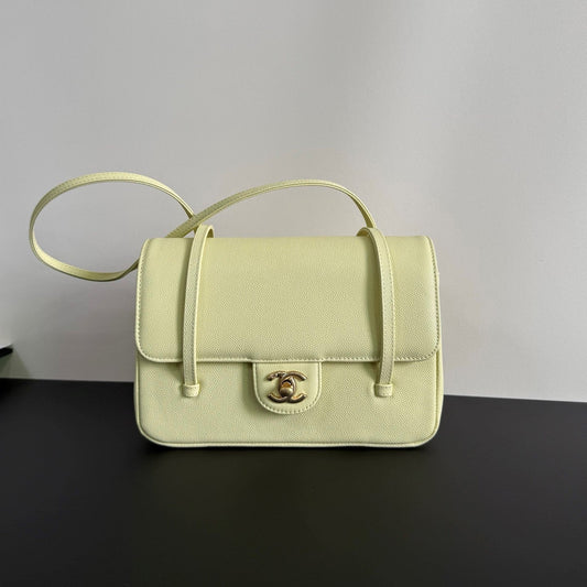 Chanel 26 Shoulder Bag 22 Light Yellow Caviar Leather