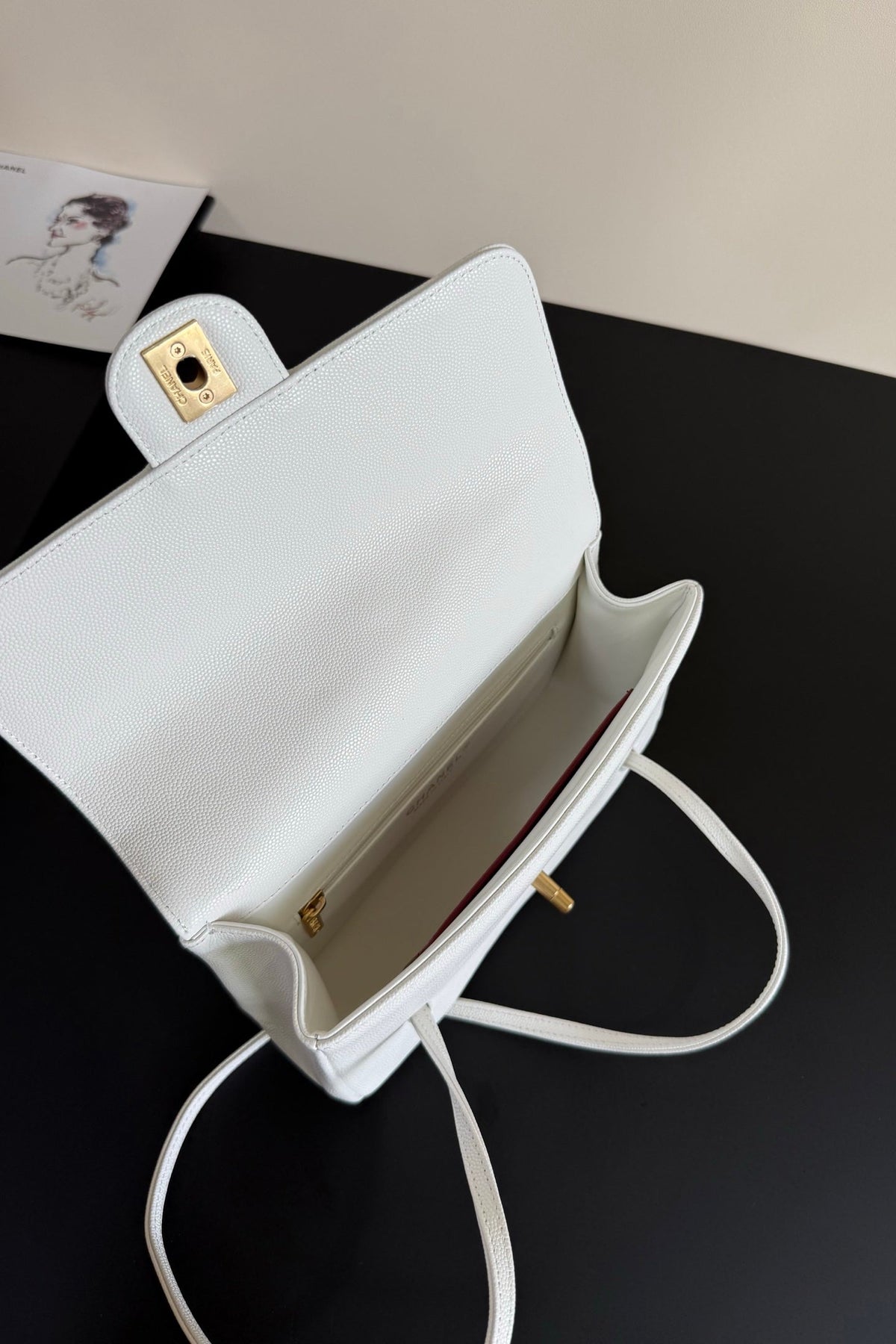 Chanel 26 Shoulder Bag 22 White Caviar Leather