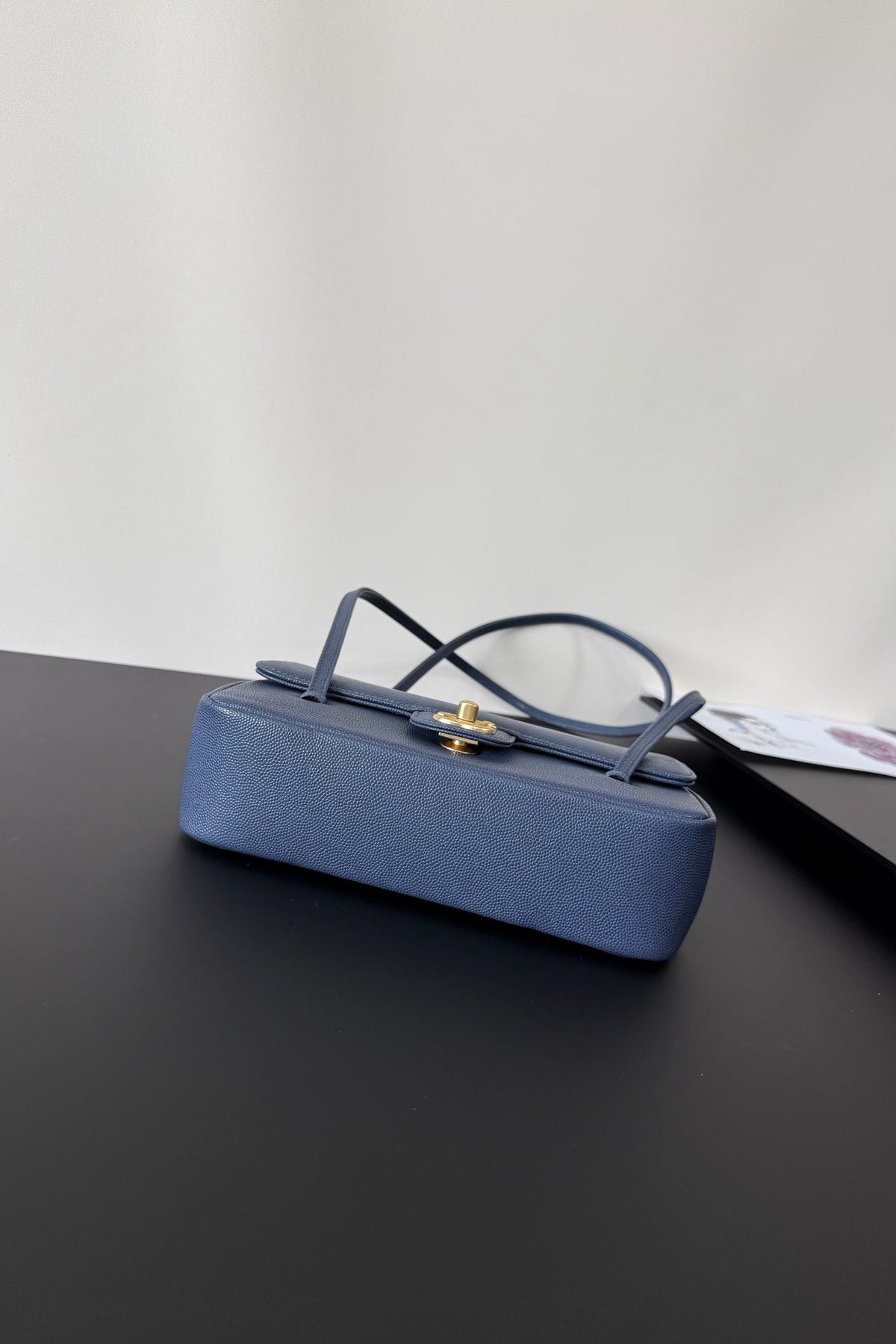 Chanel 26 Shoulder Bag 22 Dark Blue Caviar Leather