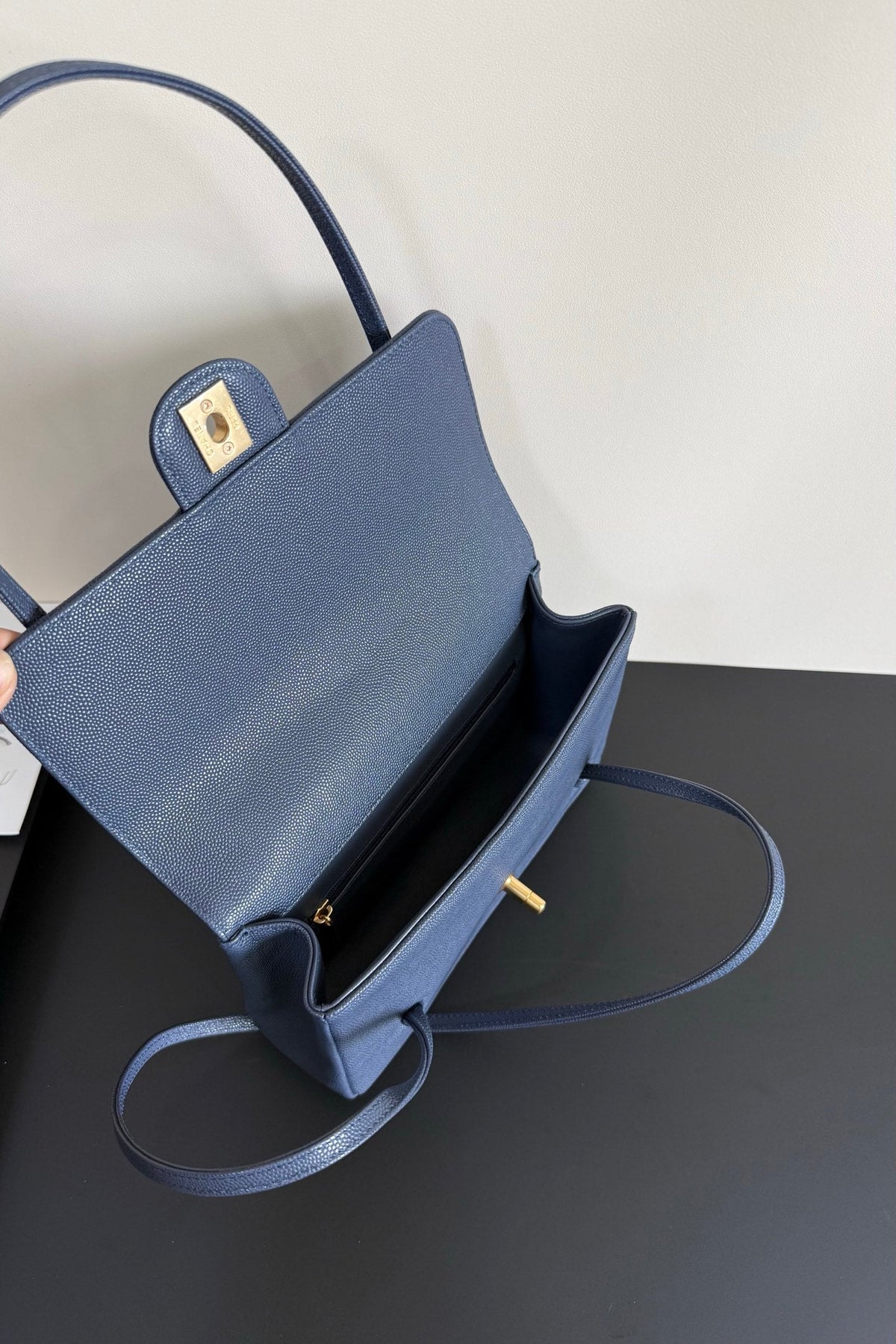 Chanel 26 Shoulder Bag 22 Dark Blue Caviar Leather