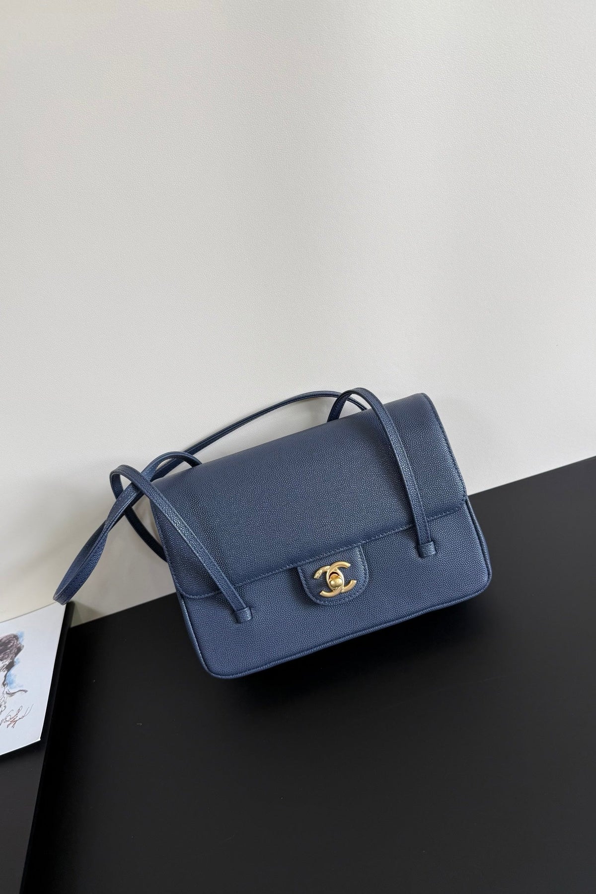 Chanel 26 Shoulder Bag 22 Dark Blue Caviar Leather