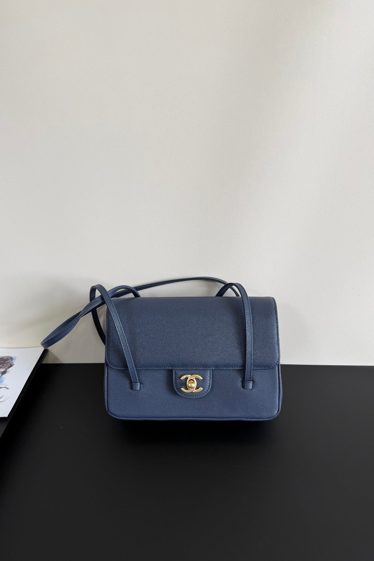 Chanel 26 Shoulder Bag 22 Dark Blue Caviar Leather