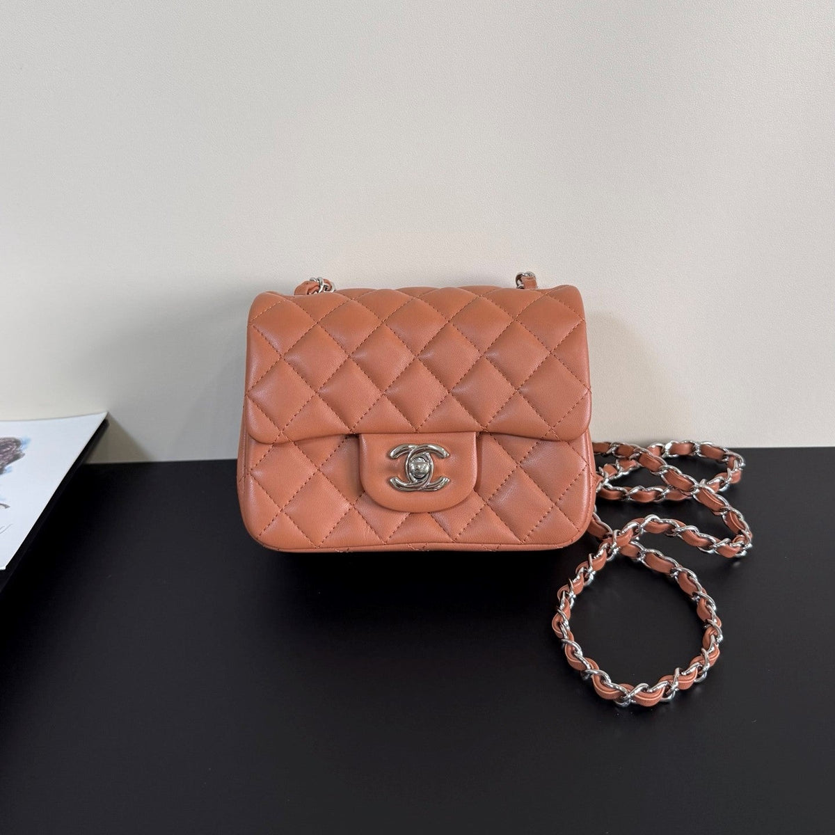 CC Flap Bag 17cm Brown Brick Sheepskin SHW 284818
