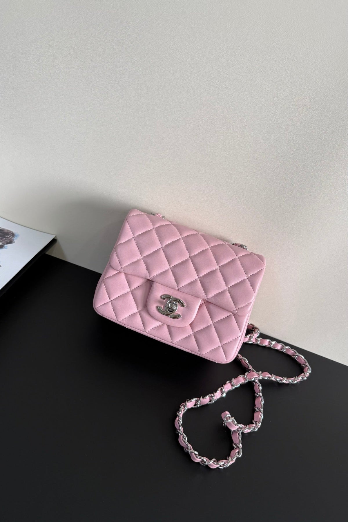 CC Flap Bag 17cm Pink Sheepskin SHW 284823