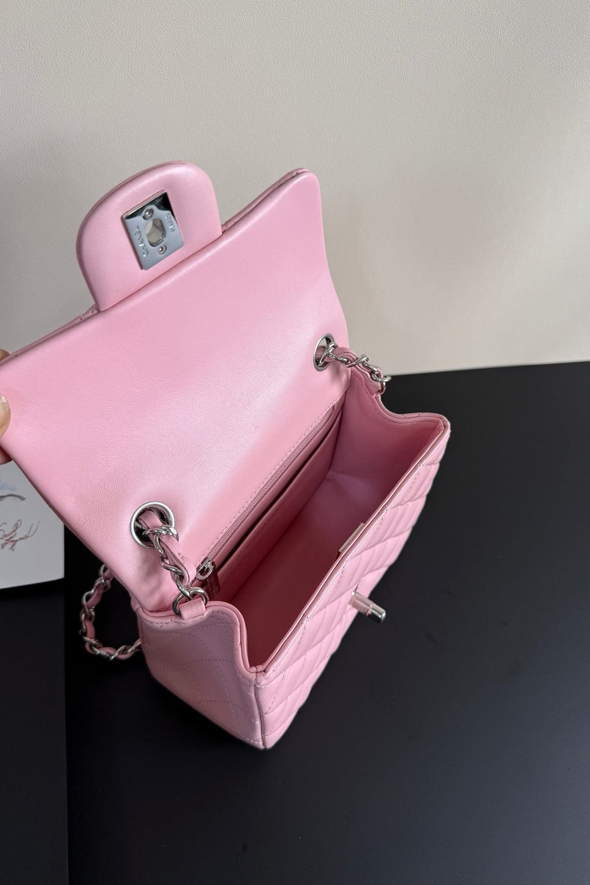 CC Flap Bag 17cm Pink Sheepskin SHW 284823