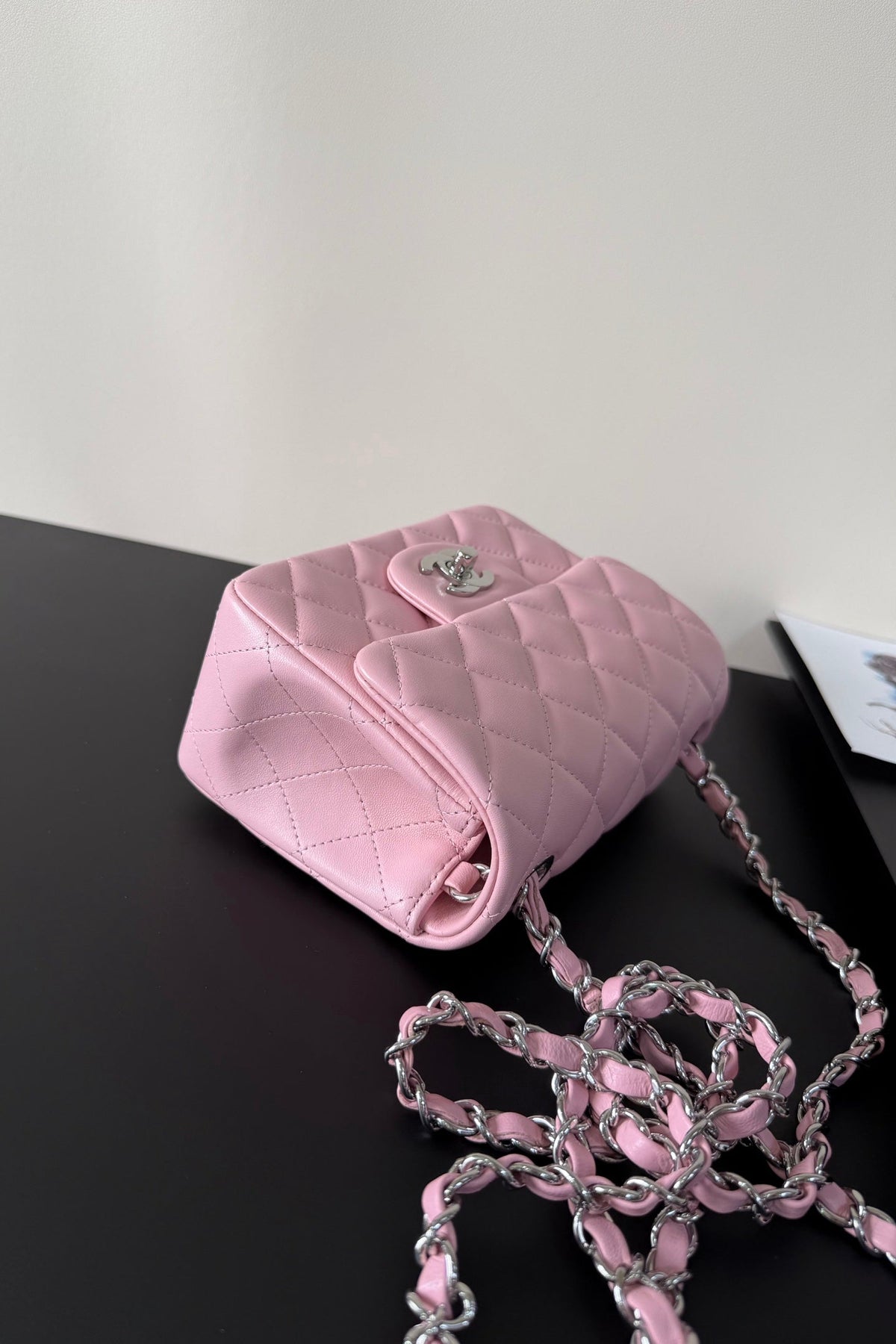 CC Flap Bag 17cm Pink Sheepskin SHW 284823