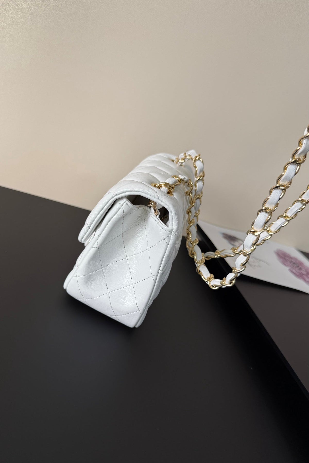 CC Flap Bag 17cm White Sheepskin GHW 284832