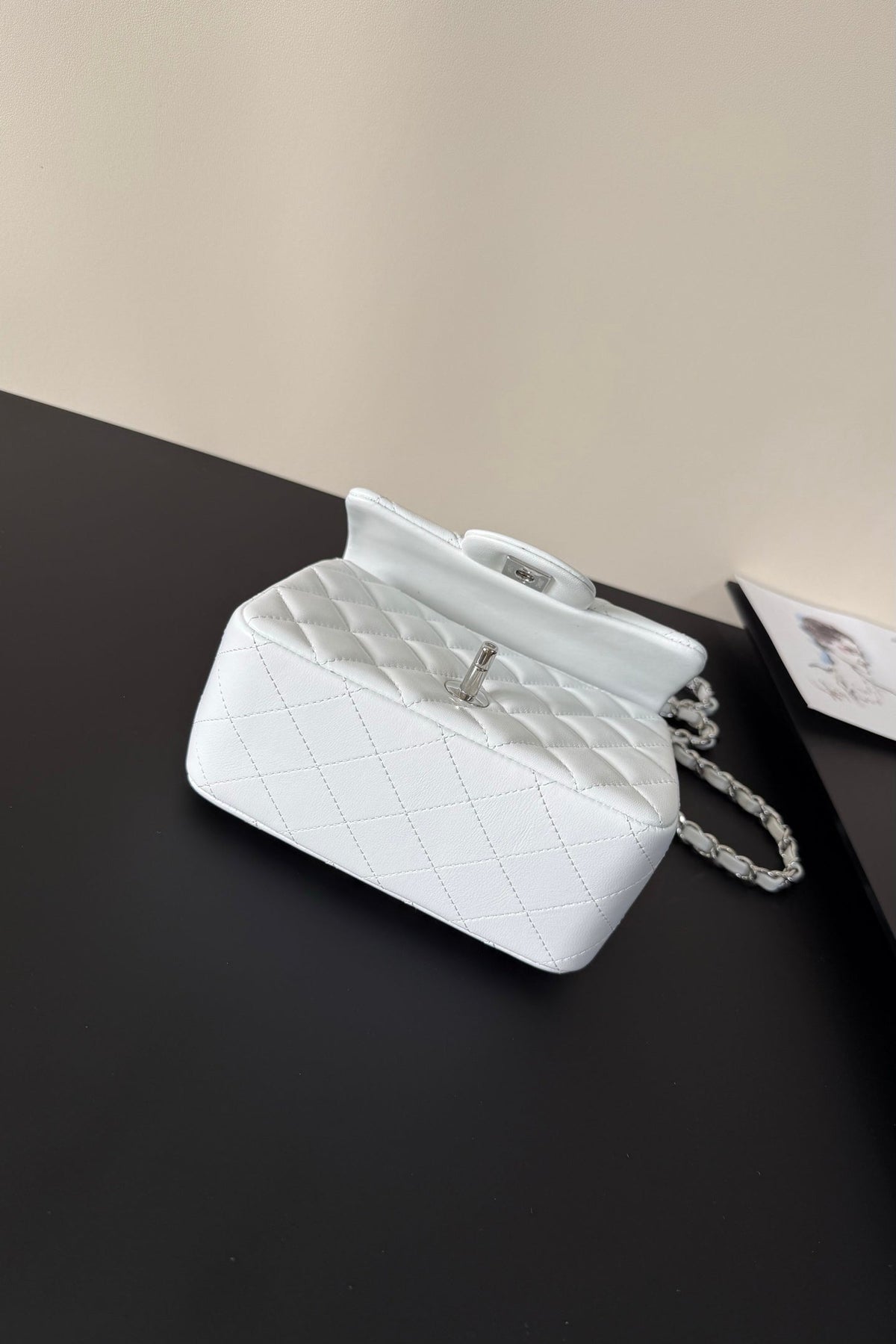 CC Flap Bag 17cm White Sheepskin SHW 284833