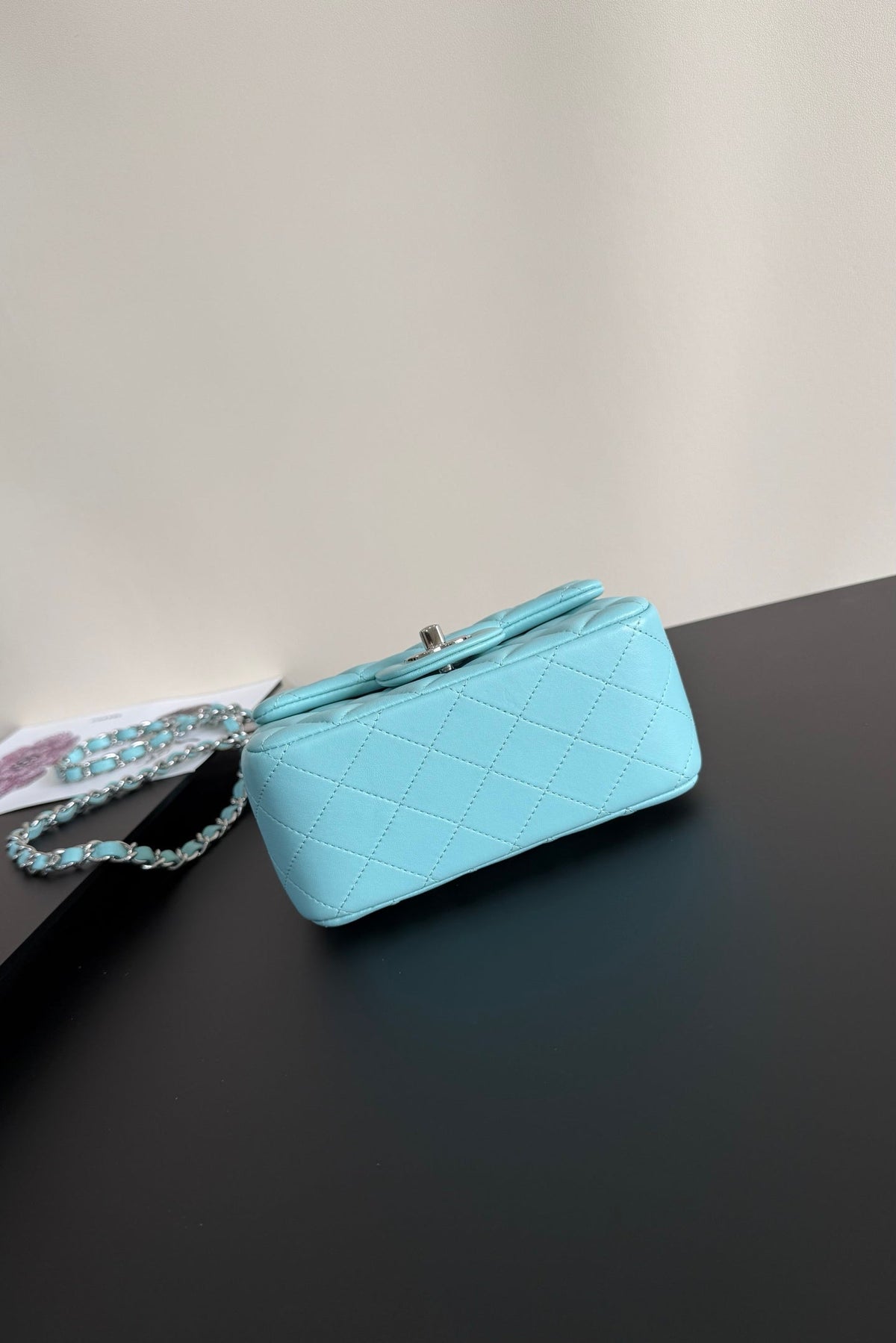 CC Flap Bag 17cm Light Blue Sheepskin SHW 284837