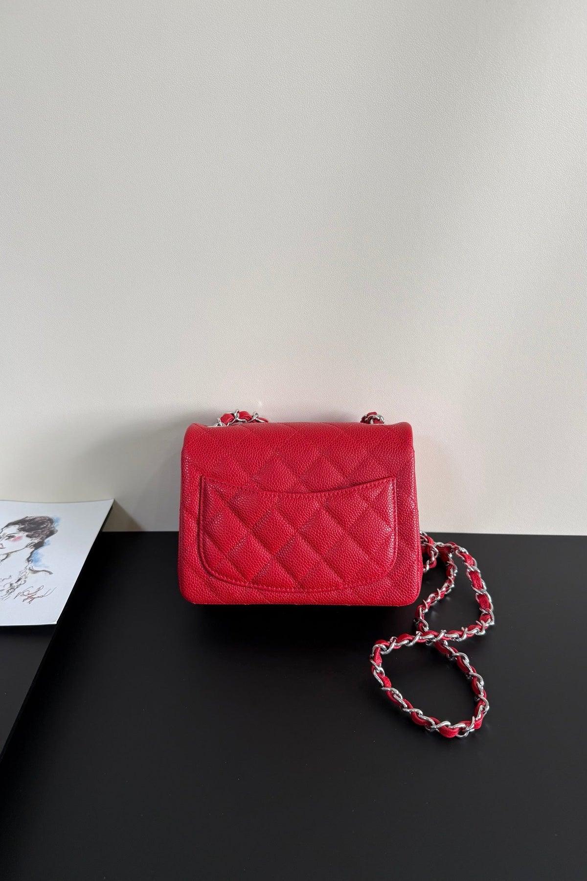 CC Flap Bag 17cm Red Caviar SHW 284745