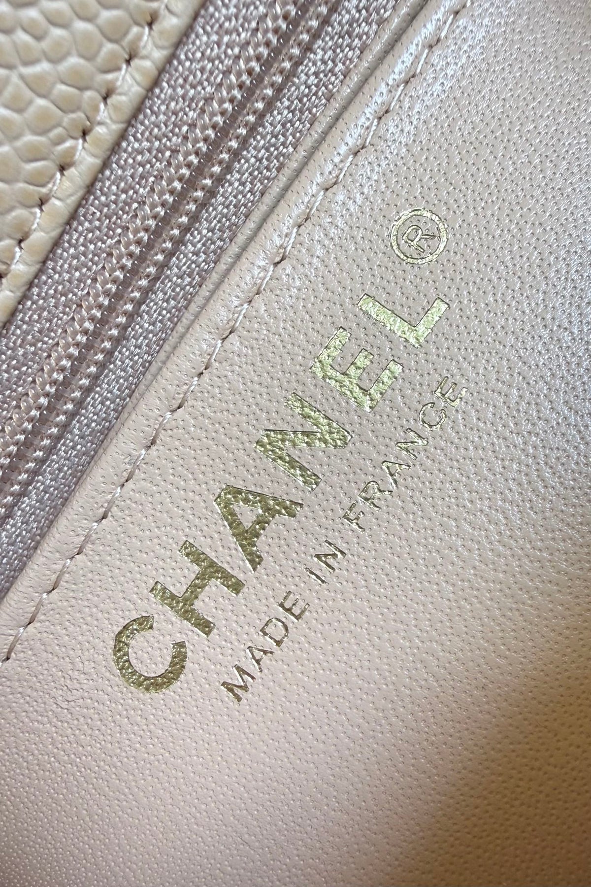 CC Flap Bag 17cm Beige Caviar GHW 284751