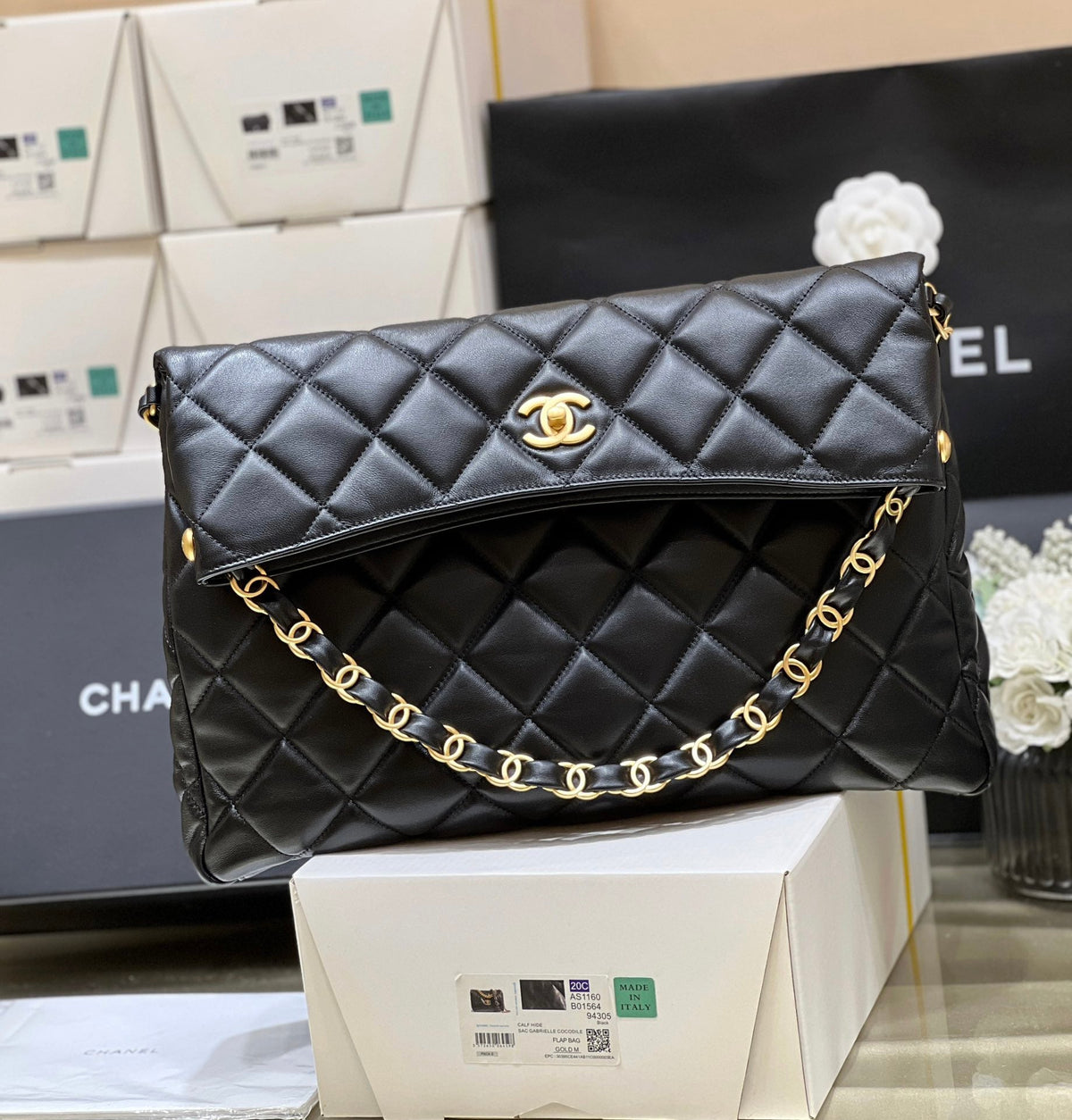 CC Misia Camera Case Flap Bag Black Quited Lambskin