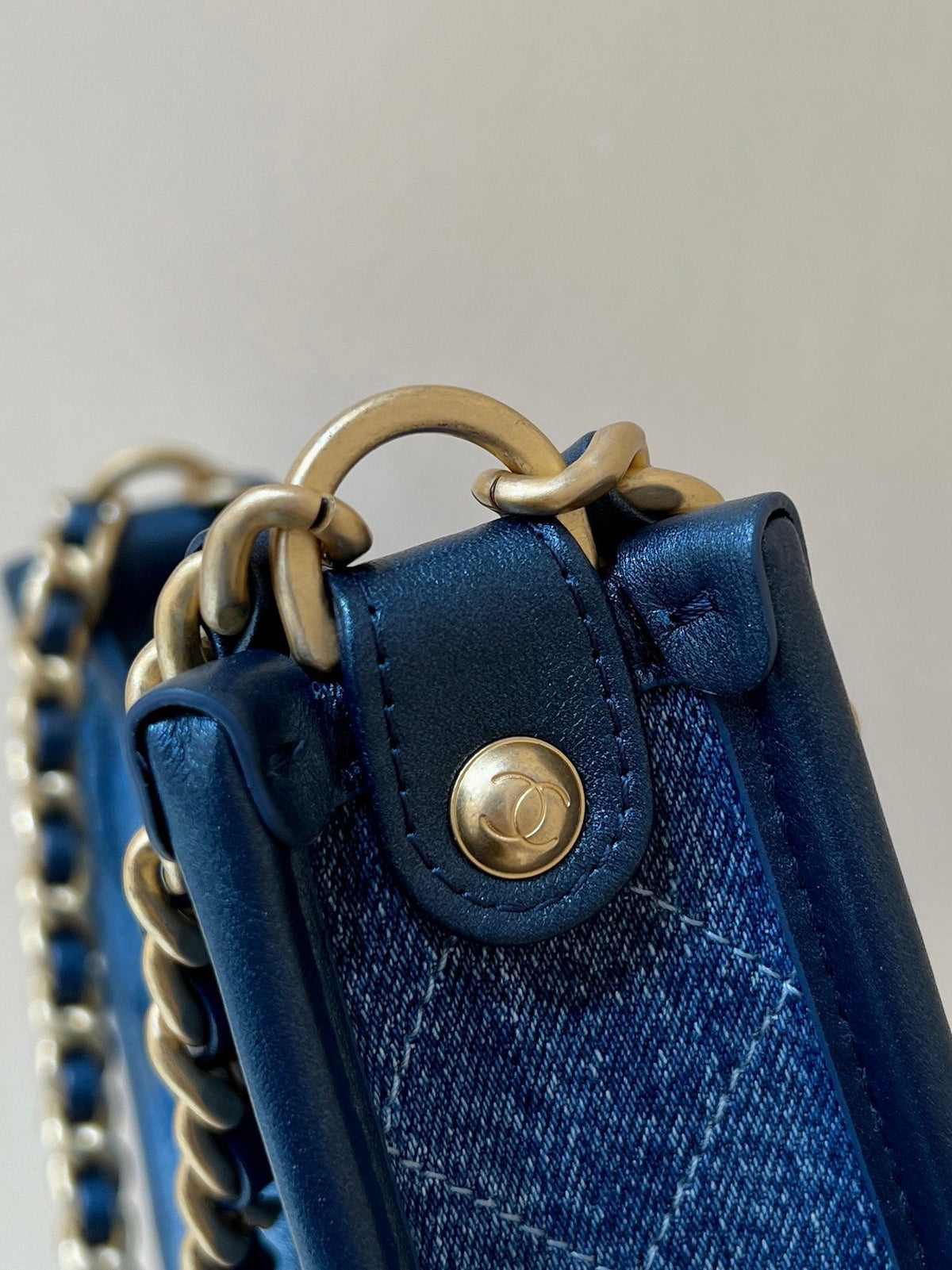 CC 24S AS4666 Shoulder Bag 24cm Blue Denim Light GHW