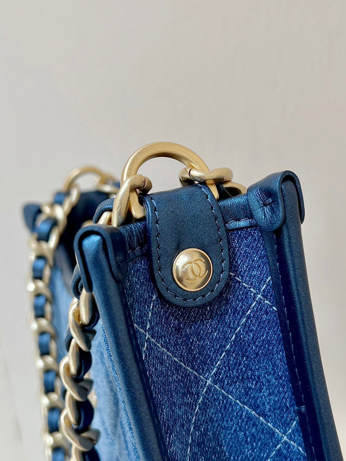 CC 24S AS4532 Shoulder Bag 22cm Blue Denim Light GHW