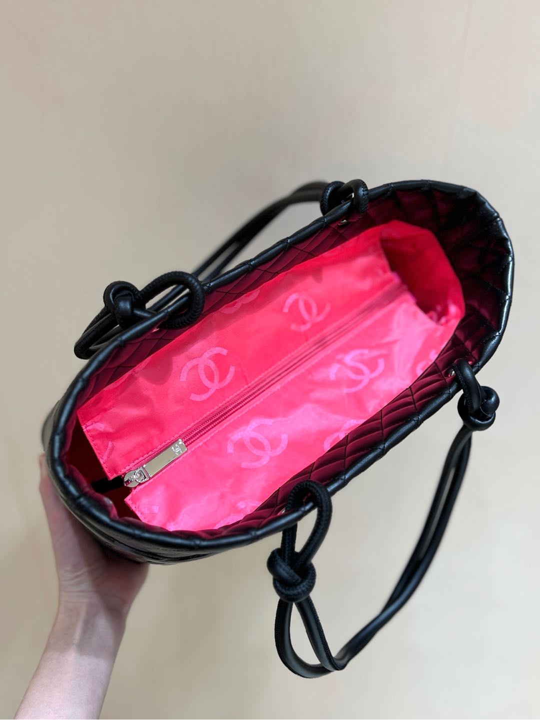 Chanel 25s Cambon Ligne Tote Bag 30cm In Black Calfskin