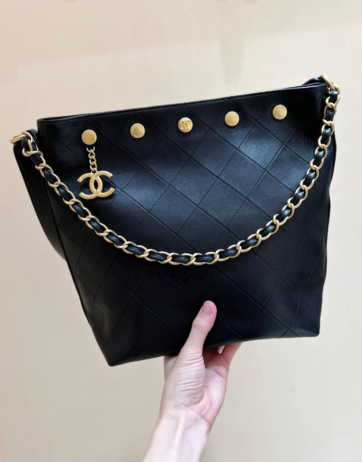 CC AS5406 25P Hobo Bag Black Calfskin 289647