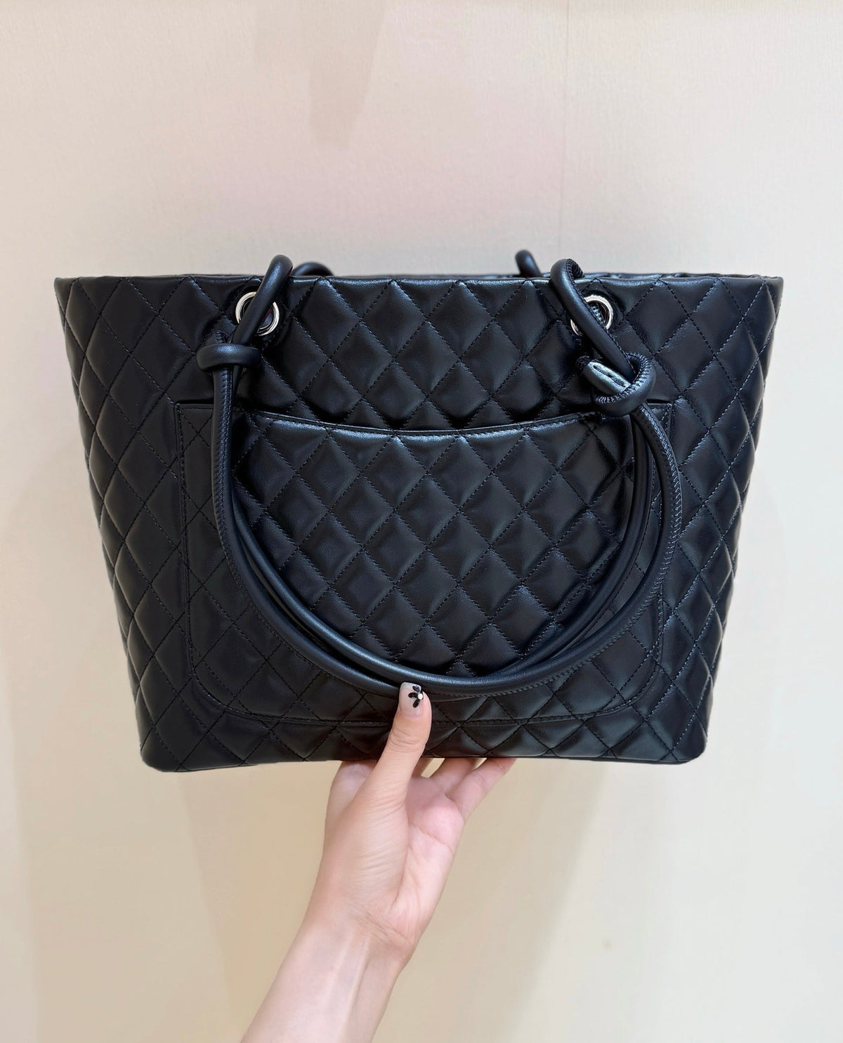 Chanel 25s Cambon Ligne Tote Bag 30cm In Black And White Calfskin
