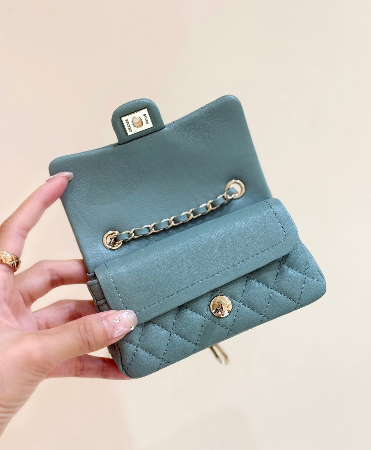 CC 25A Super Mini Bag 12.5cm Dusty Turquoise Lambskin