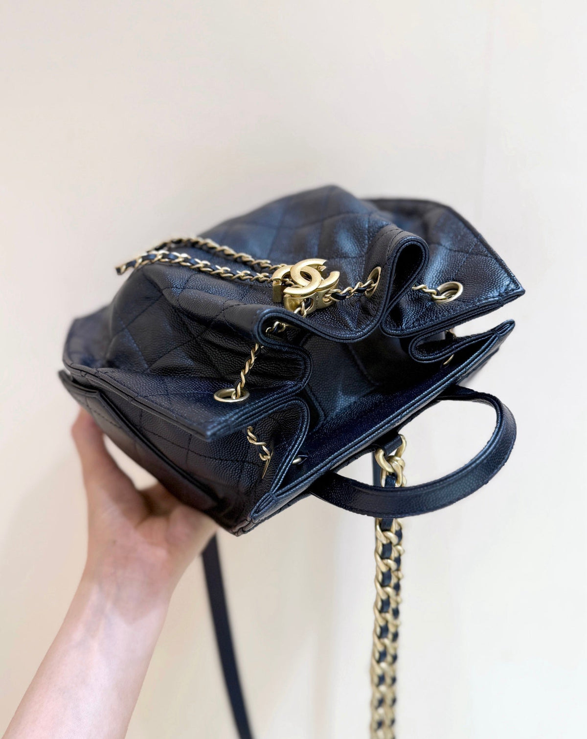 CC 25B backpack bag 23cm black calfskin 342108